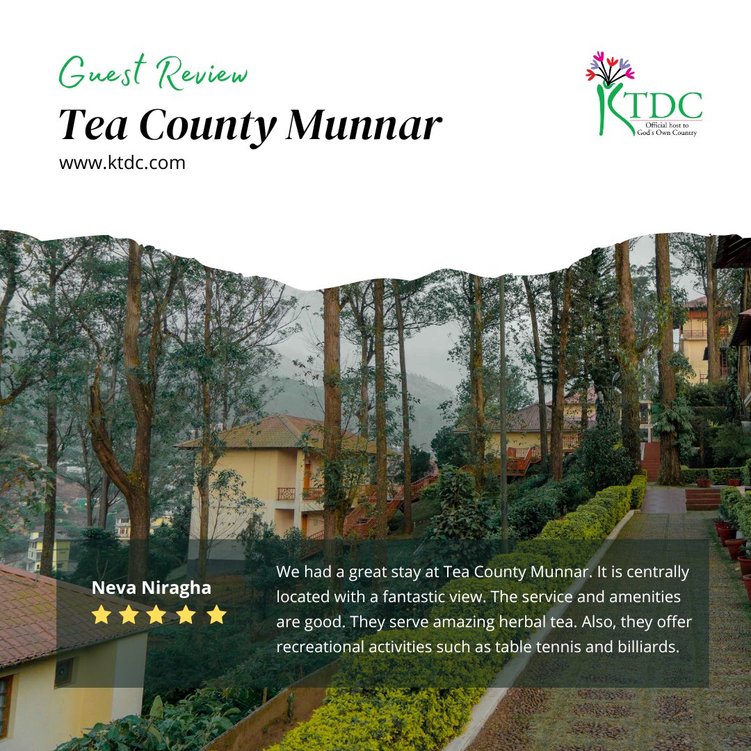 Thank you, Neva Niragha! We are delighted that you enjoyed your stay at the Tea County Munnar and hope to see you again.  #guestreviews #munnarresorts
