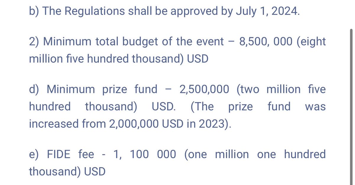 f) Commentator fee for Anish Giri - 4,900,000 (four million nine hundred thousand) USD