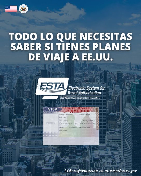 ✈️ 🇺🇸Si vas Viajar a EE.UU. como turista quizá te preguntes: ¿ESTA y visado son lo mismo? ¿Necesitan autorización los menores? ¿Puedo llevar jamón? ¿puedo llevar medicamentos? Para estas y otras dudas revisa nuestra página de preguntas frecuentes: es.usembassy.gov/es/viajar-a-es