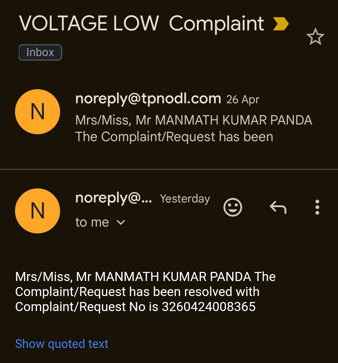 Issue has not been resolved, but sent your resolved message? without taking feedback.@tpnodl_balasore

Dear @PradeepJenaIAS sir please look into this matter..