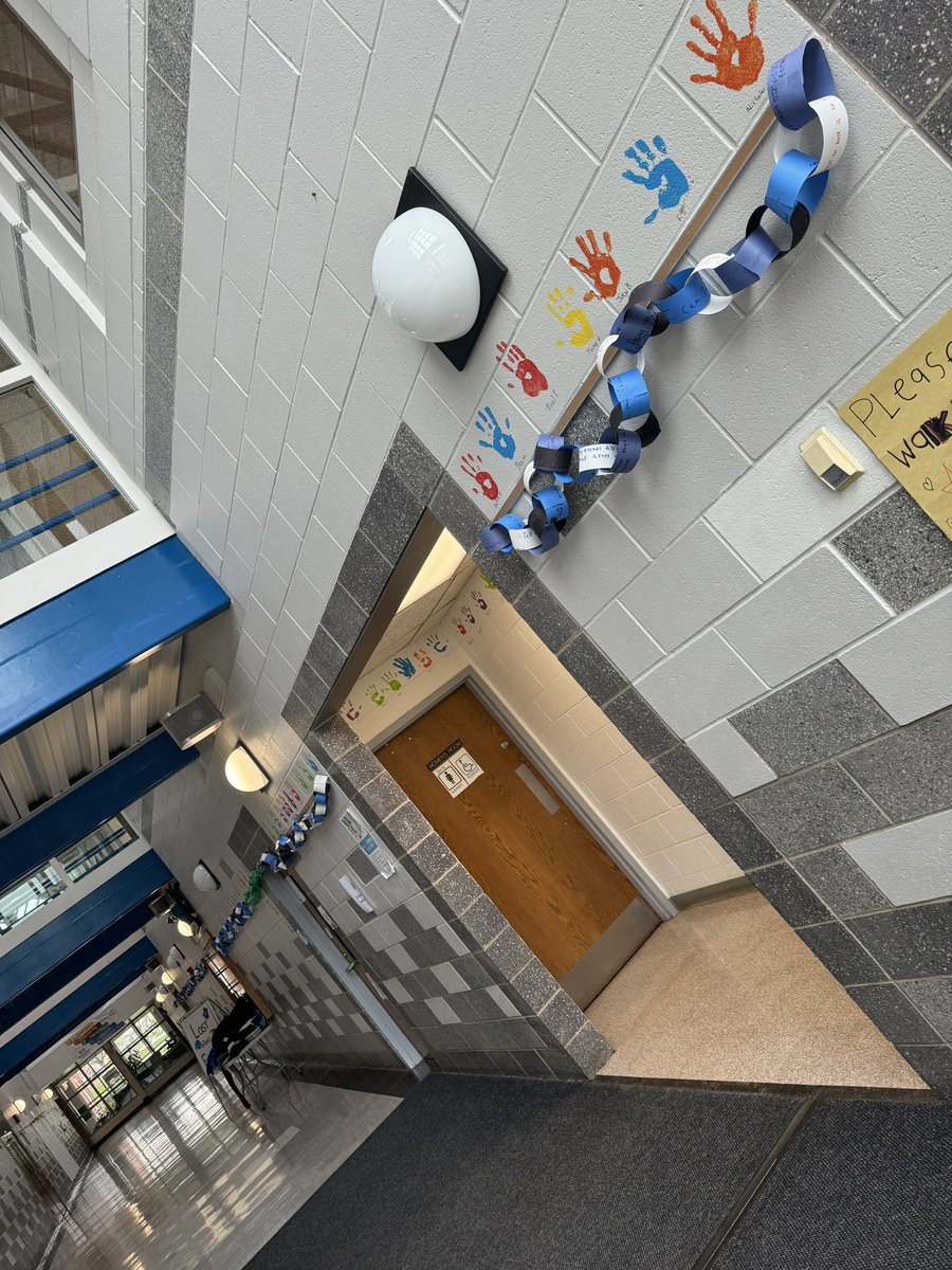 Cintron5thGrade's tweet photo. Anti-Bullying Week at Hill was a success 🎉 Hill Hawk Peer Chain is hanging in the main hallway! @DDRezz @colbytlhill https://t.co/DgnlJMXwIU