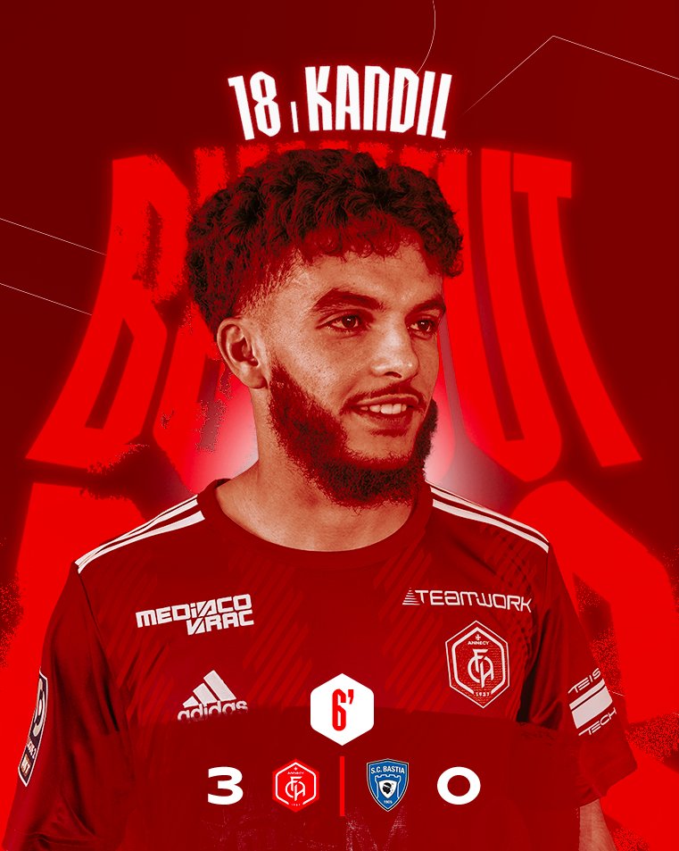 FCAnnecy's tweet image. ⚽️⚽️⚽️ 6' ⚔️ (3-0)

🥴🤩 Qui d'autre que Nordine Kandil pour continuer cette entame de match complètement folle ?! 3-0 en 6 minutes (le cm en sueur) !!!

#FCASCB #GoReds