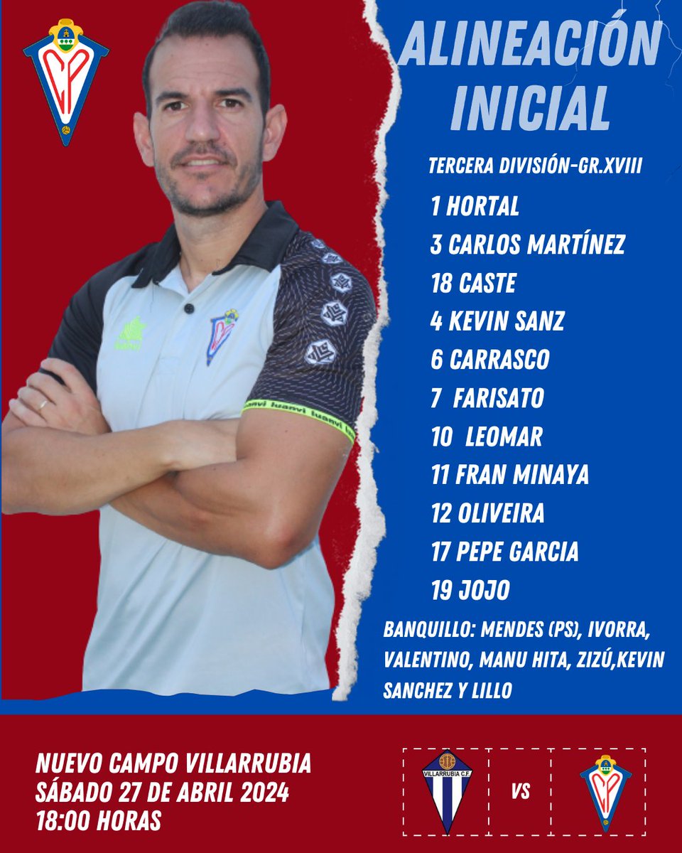 🏆 𝐓𝐄𝐌𝐏𝐎𝐑𝐀𝐃𝐀 𝟐𝟑/𝟐𝟒 ✍️ Este es nuestro XI inicial en Villarrubia. #Formacvillarrubia𝑫𝒐𝒏𝑶𝒄𝒕𝒂𝒗𝒊𝒐𝑽𝒊𝒍𝒍𝒂𝒓𝒓𝒐𝒃𝒍𝒆𝒅𝒐 ⚔️ ¡𝗩𝗮𝗺𝗼𝘀 𝗟𝗼𝗯𝗼𝘀! 👨‍👩‍👦 _*#𝙏𝙪𝙉𝙤𝙨𝙃𝙖𝙘𝙚𝙨𝙈𝙚𝙟𝙤𝙧𝙚𝙨*_ ❤️💙 |