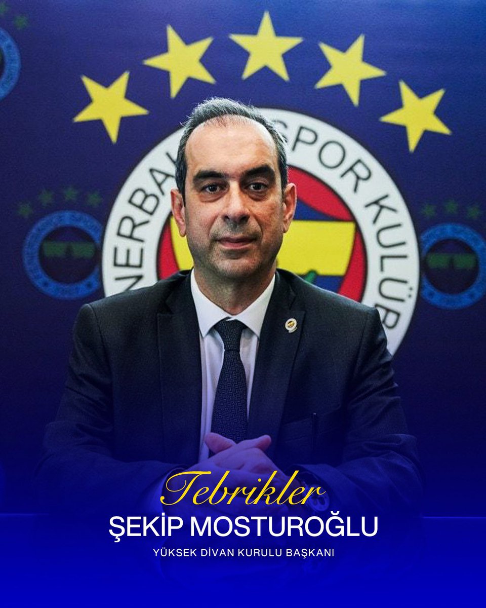 Fenerbahçe Yüksek Divan Kurulu Başkanlığı'na seçilen Sayın Şekip Mosturoğlu'nu tebrik ederim. 💛💙 @SntMSM