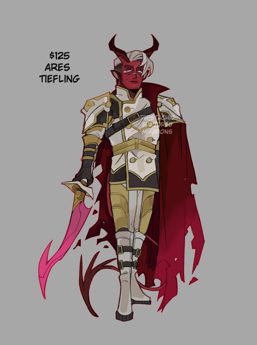 「ares inspired tiefling adopt / adoptable」|LUCI @ DnD Brainrotのイラスト