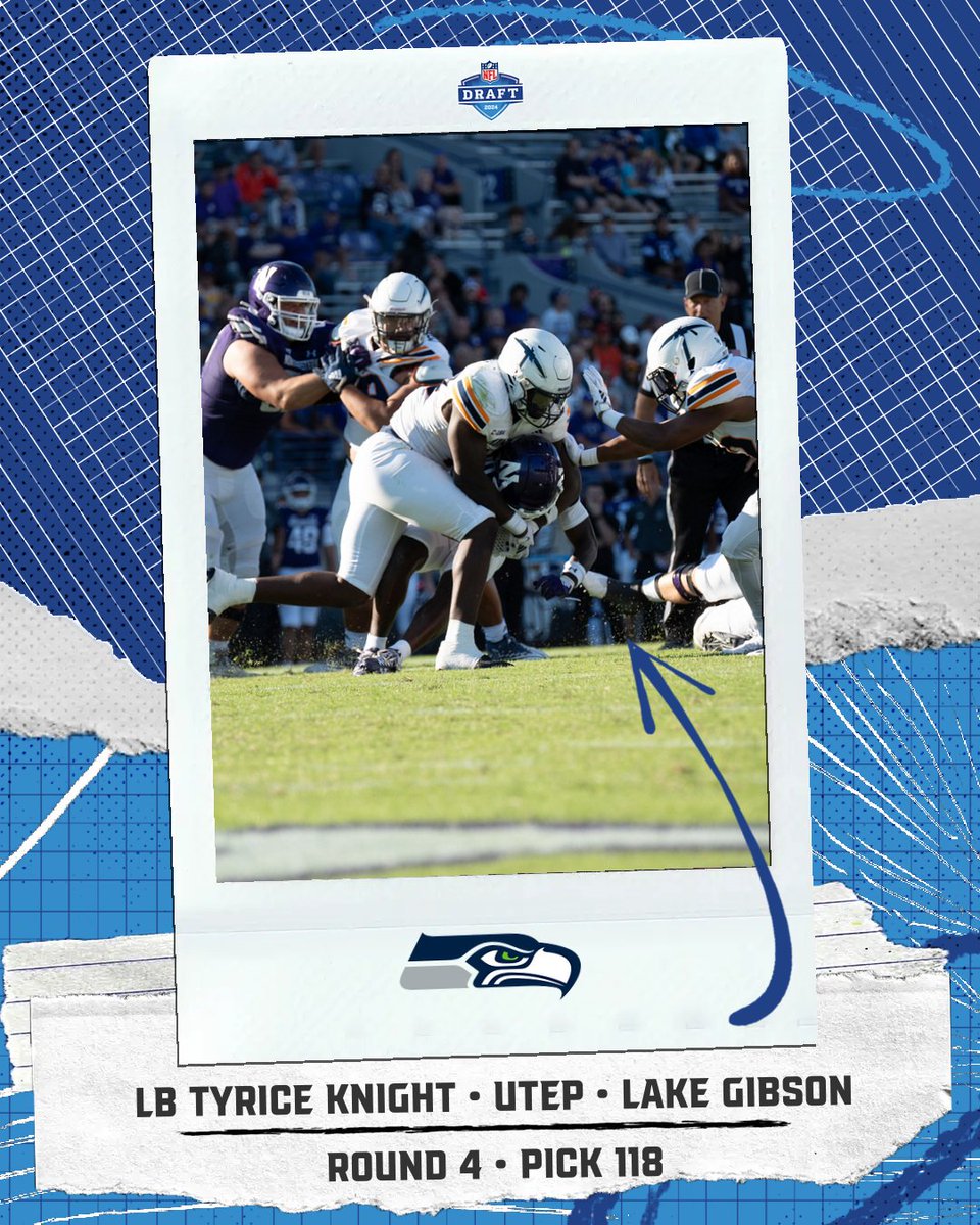 2024 #NFLDraft FLORIDA DRAFT ALERT! ROUND 4 - PICK NO. 118 Seattle Seahawks LB Tyrice Knight UTEP Lake Gibson 2024 FLORIDA NFL DRAFT TRACKER: floridahsfootball.com/2024/04/25/202… 📸: University of Texas-El Paso Athletics #flhsfb @LakeGibsonFB @H2_Recruiting @H2Athletes @polk_way