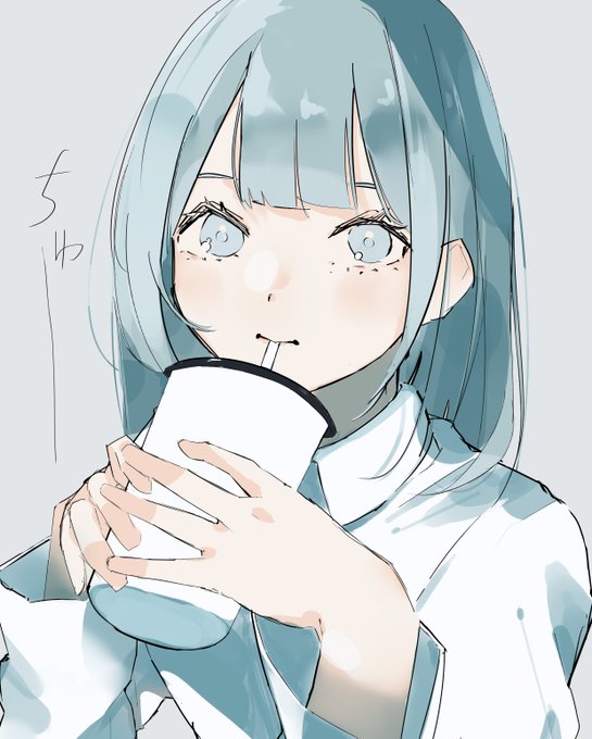 「blue eyes drinking straw」 illustration images(Latest)