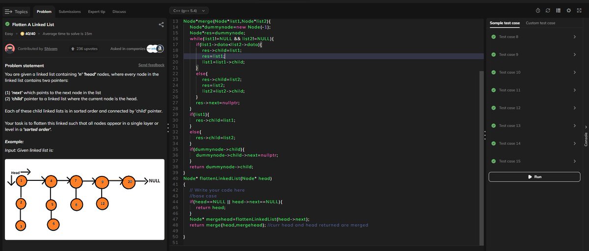 thecoderchic69's tweet image. Day 38:
-> Flatten a linked list
-> Covert first letter of each word in string to uppercase .
#100DaysOfCode
#LearnInPublic
#CodingJourney