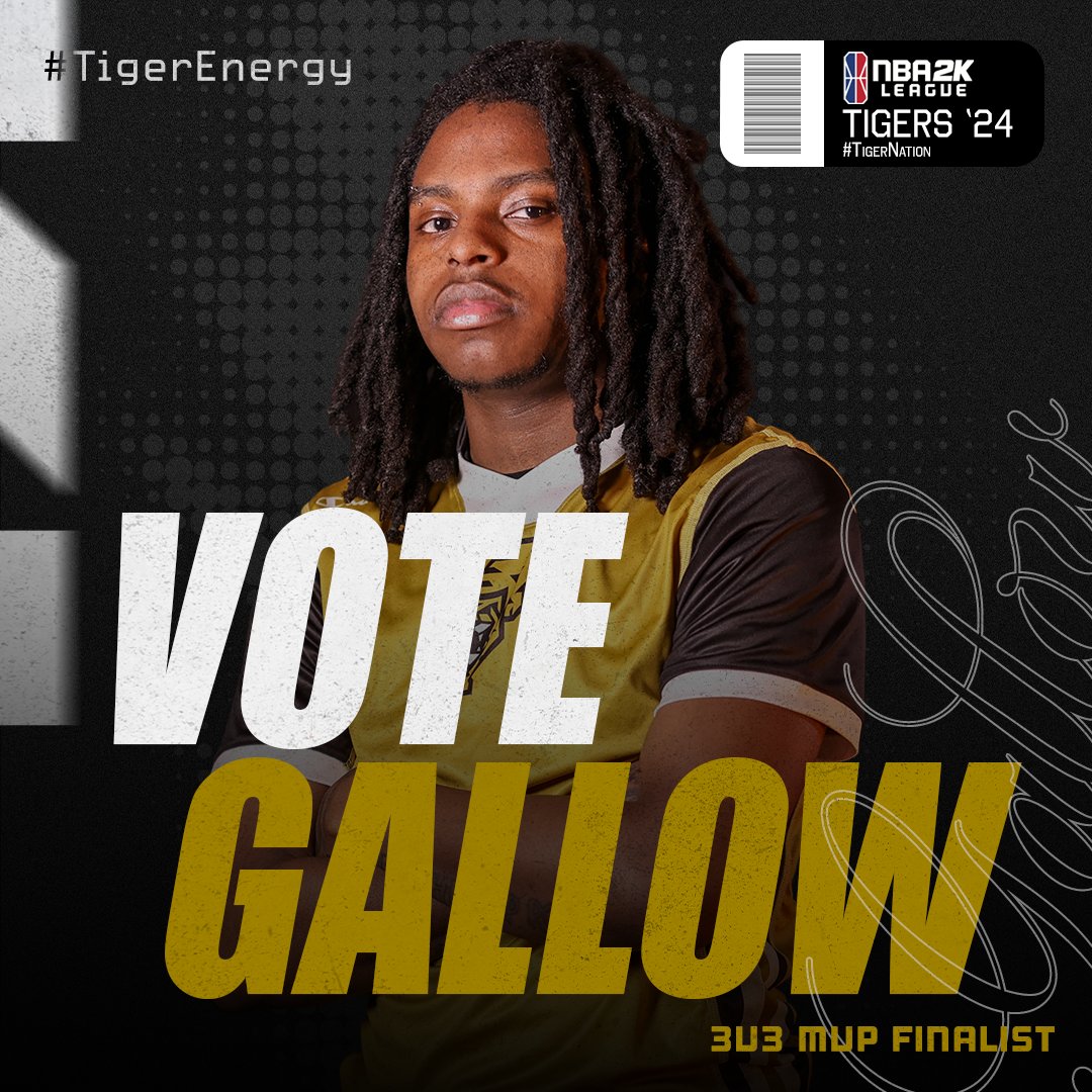 Is it really a question? Vote Gallow as your NBA 2KL 3V3 MVP 🐯🔋 ▪ Pts: 1160 (1st) ▪ Ast: 357 (1st) ▪ 3PT%: 63.6% (1st amongst Guards) ▪ 3PM: 196 (1st) 🗳 nba2kleague.com #TigerEnergy #GenGWIN @NBA2KLeague @thankGod4Gallo