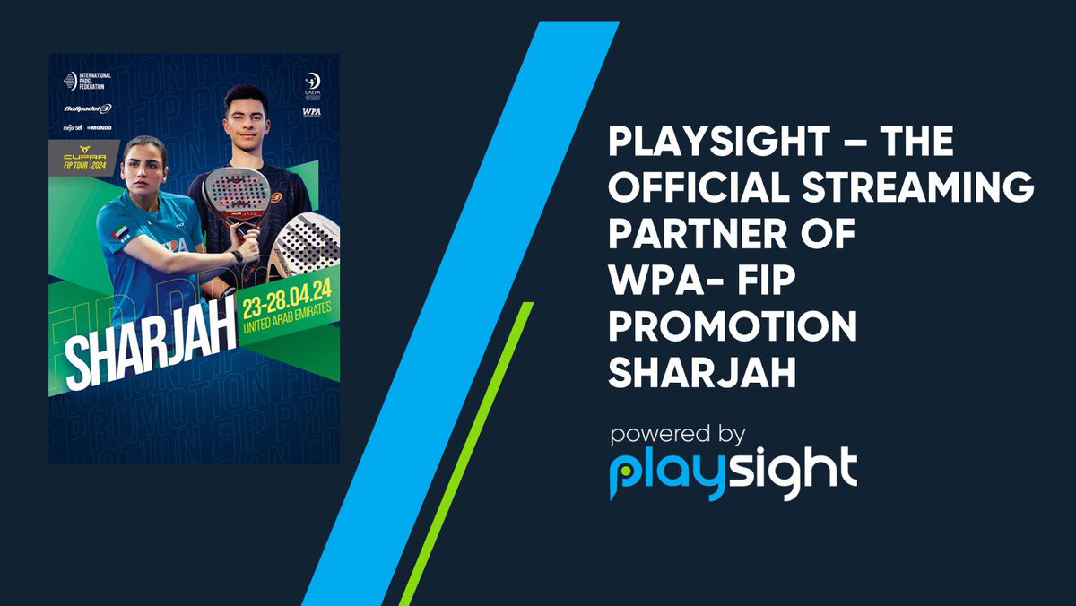 PlaySight's tweet photo. We are thrilled to announce our official partnership as the streaming providers for the World Padel Academy LLC - International Padel Federation Promotion Sharjah.

Experience our GoMobile technology in action during the semi-finals and finals: https://t.co/fU6im44kqZ https://t.co/RSfRfJ1vEJ