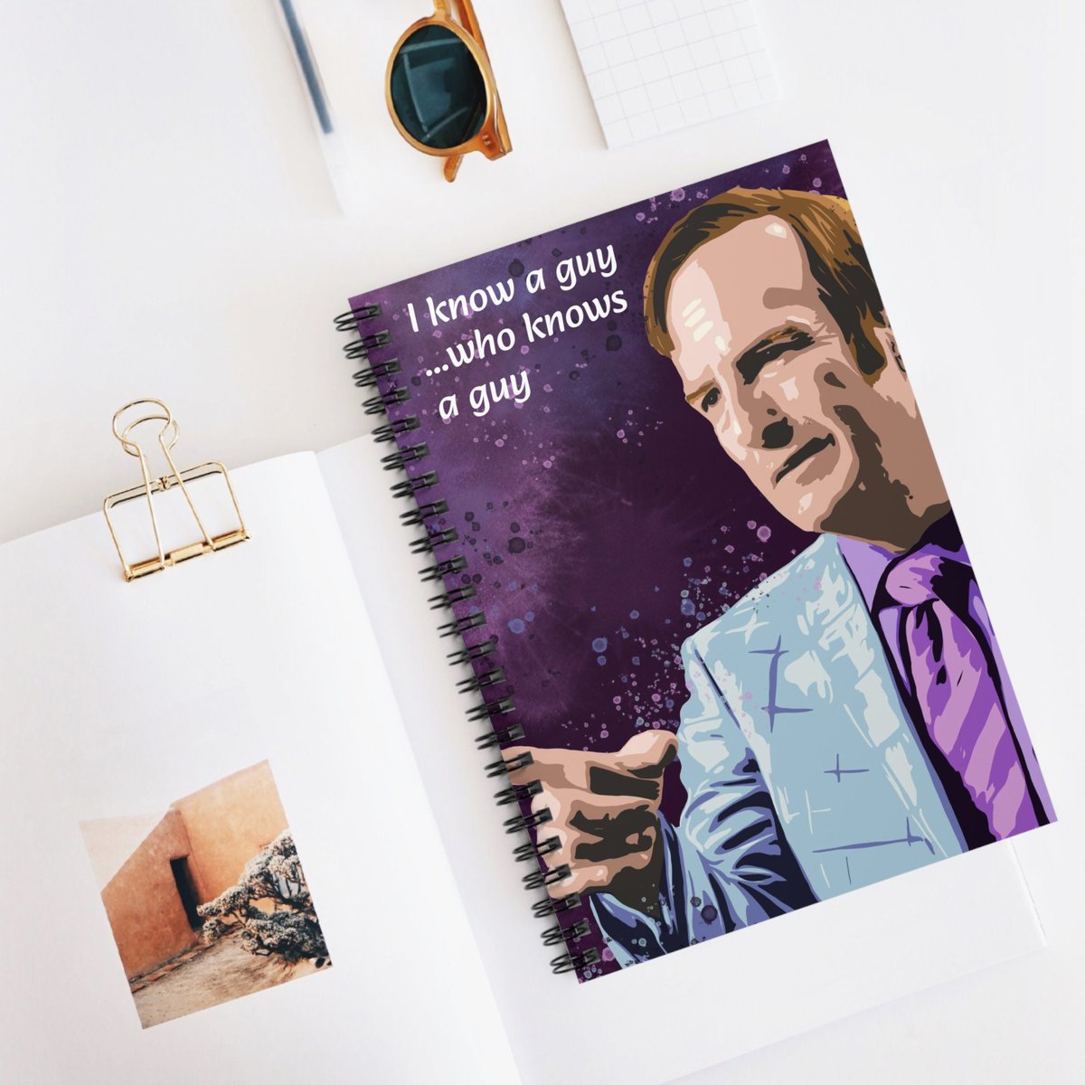 Better Call Saul Inspired Spiral Notebook - Ruled Line, Saul Goodman themed journal, gift idea, I know a guy who knows a guy tuppu.net/5da6b7b6 #GiftIdeas #GreetingCards #Artwork #SaulGoodmanThemed