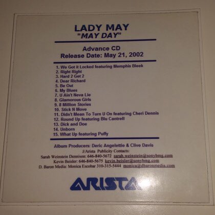 Repost this if you want Lady May’s 2002 album “May Day” to be released to streaming platforms 🤠 @LA_Reid @Diddy @memphisbleek @matt_darduini @Spotify @AppleMusic @amazonmusic @TIDAL #music #hiphop #Album #rapper #artist #woman #female #2000s #streaming #KanyeWest #Justice 🎤