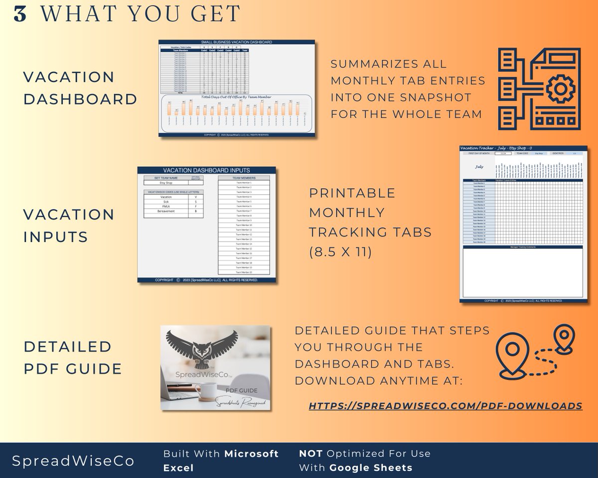 etsy.me/3JDAdtN #digitaljournal #attendancetracker #attendanceplanner #businessplanner #vacationtracker #leavetracker #handmadebusiness