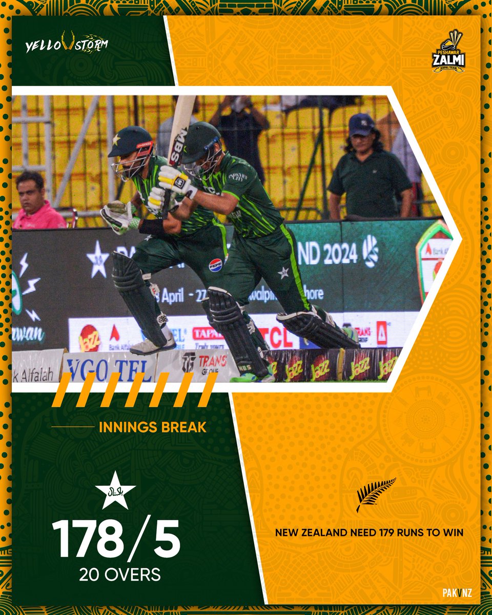 1️⃣7️⃣8️⃣ runs on the board 🏏 Can Babar's XI defend this target to level the series 2-2 against @BLACKCAPS ? 💚 #PAKvNZ #MenInGreen #Zalmi