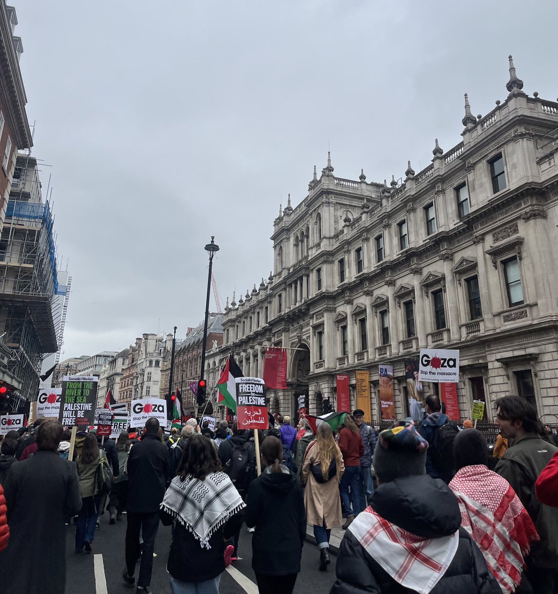 hundreds of thousands of people out in London — despite attempts to smear and constrain, ordinary people, people of conscience, demand an arms embargo, a ceasefire, and freedom