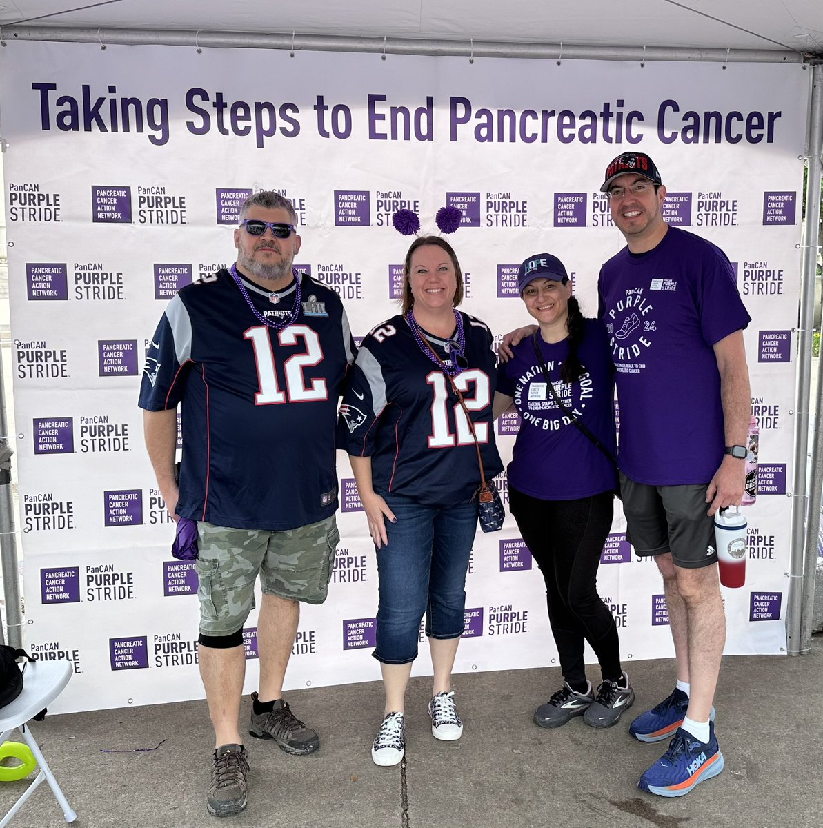 PatsFansDallas's tweet photo. This morning we participated in the @pancan PurpleStride in memory of our beloved friend, member, @patriots fan, and DJ, Julius “June Bug” Gardner, who was taken from us by pancreatic cancer 💜
#pancan #purplestride https://t.co/qSX31uziV5