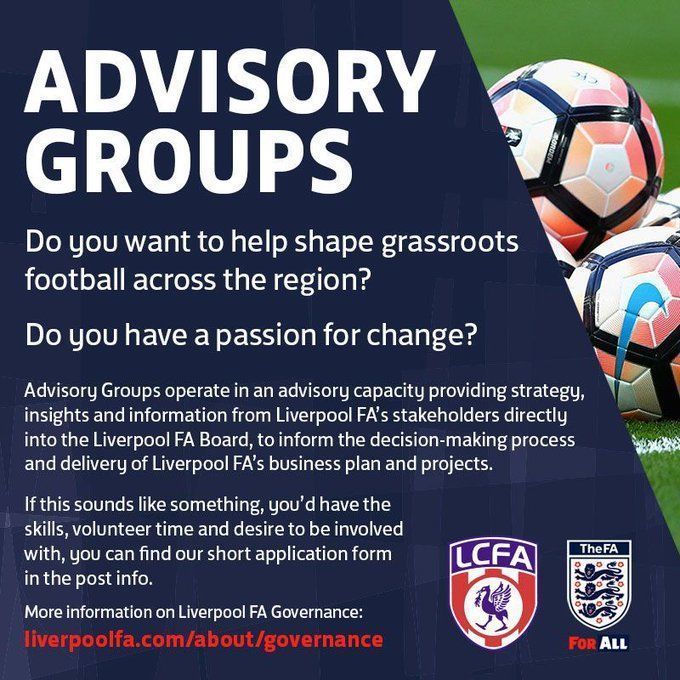 Do you want to help shape #grassrootsfootball across the region? ⚽ Do you have a passion for change? 🔀 Join one of our Advisory Groups! 🙌 Find out how ⬇️ buff.ly/3PCsBer