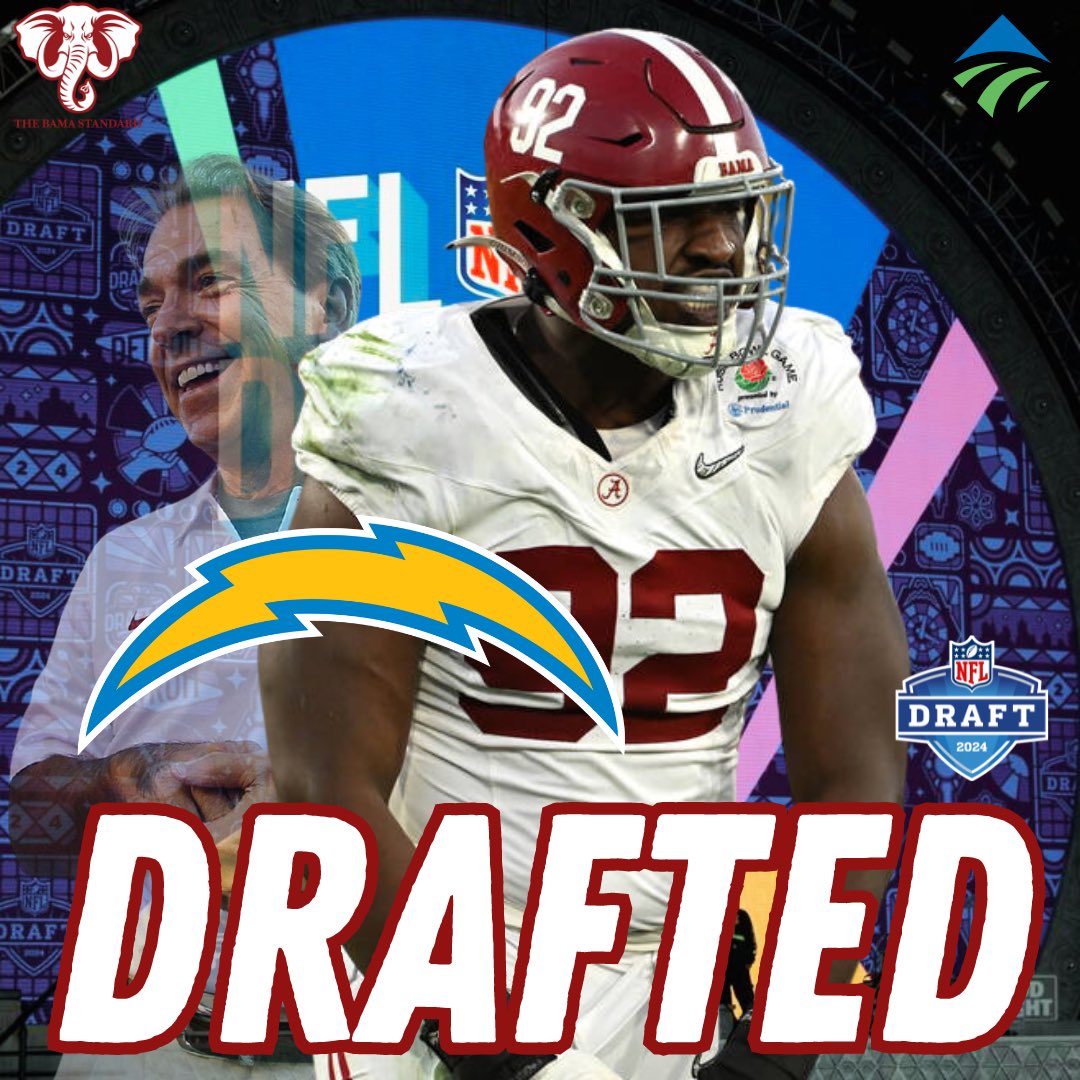 🚨BREAKING🚨 With the 105th pick of the 2024 NFL Draft, the @chargers select Justin Eboigbe!

#RollTide #BamaFactor #NFLDraft