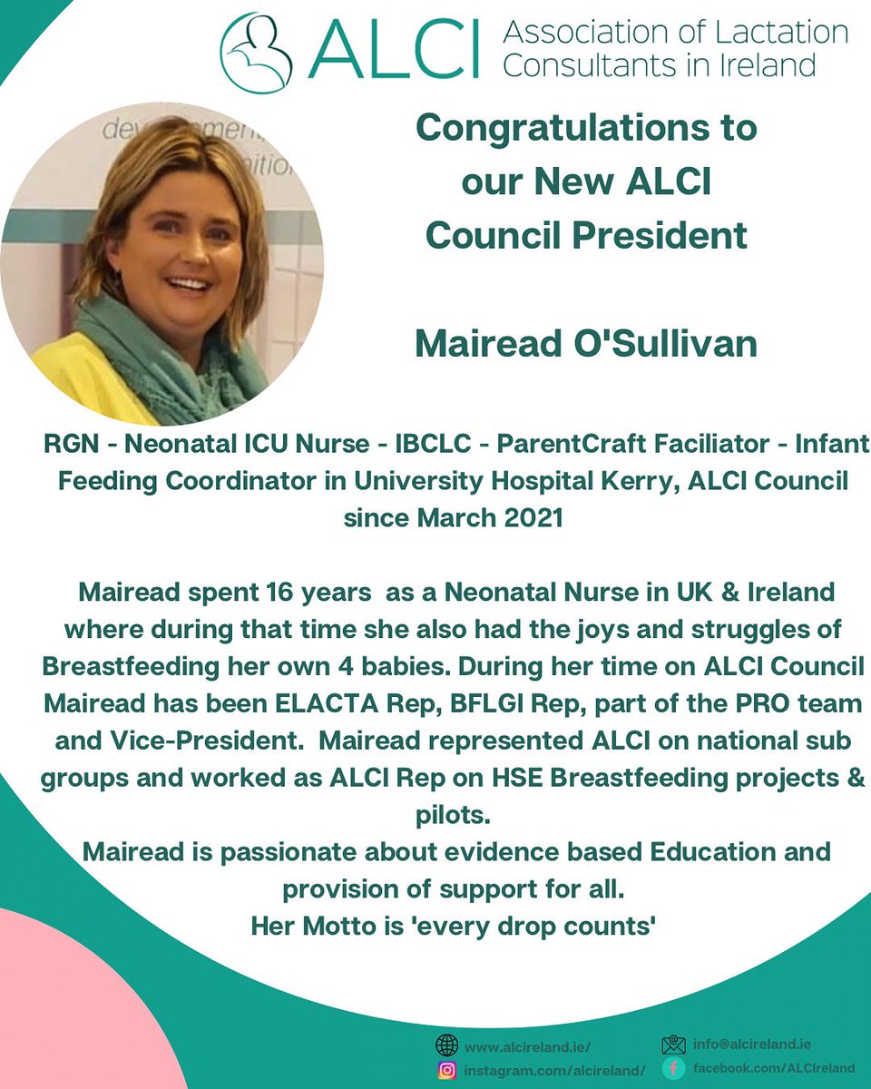 We are delighted to announce our new ALCI council president @BKerrySupport Mairead O Sullivan. Big shoes to fill but can think of no better person to fill them