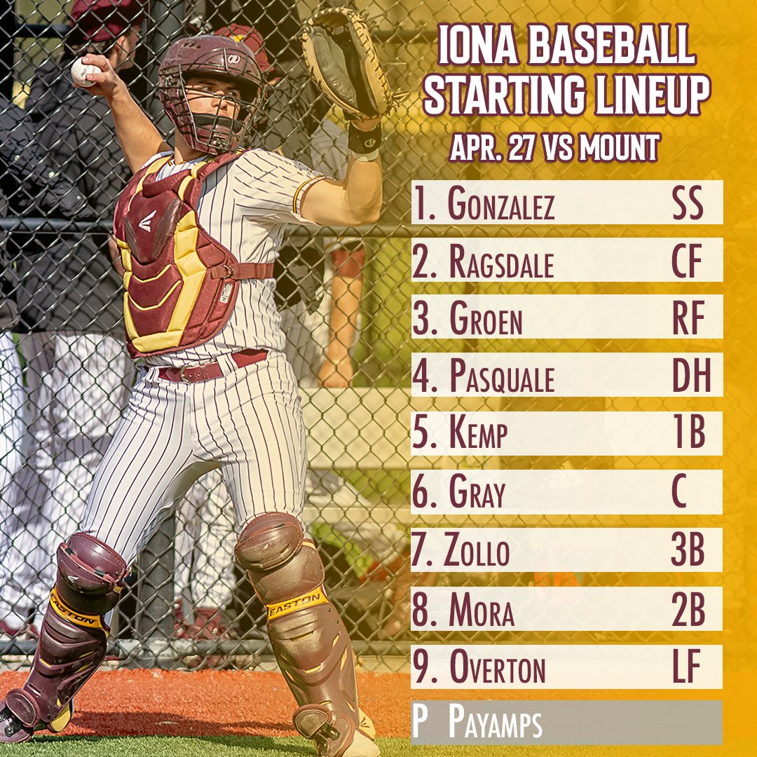 Today's Starting Lineup against Mount ⬇️ 1 p.m. first pitch from City Park. 📊: bit.ly/3IDFOQb #GaelNation