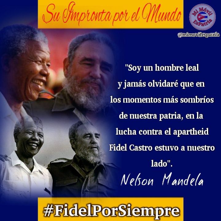 En el día de la libertad en Sudáfrica recordamos a Nelson Mandela desde #FidelPorSiempre 'Si se quiere tener un ejemplo de un hombre inconmoviblemente firme, valiente, heroico, sereno, inteligente, capaz, ese hombre y ese ejemplo es Mandela' #Cuba y #África unidas.