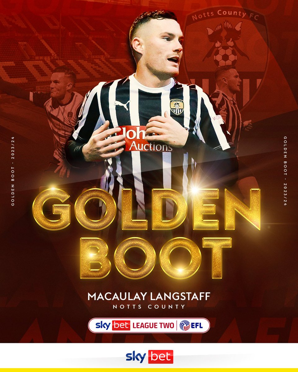 Sky Bet (@skybet) on Twitter photo 🏆 2022/23 National League Golden Boot
🏆 2023/24 <a href="/SkyBetLeagueTwo/">Sky Bet League Two</a> Golden Boot
<a href="/Official_NCFC/">Notts County FC</a>'s Macaulay Langstaff has scored 7⃣0⃣ league goals across the last two seasons
Prolific doesn't even cover it 🔥 #Notts 🏆 2022/23 National League Golden Boot
🏆 2023/24 <a href="/SkyBetLeagueTwo/">Sky Bet League Two</a> Golden Boot
<a href="/Official_NCFC/">Notts County FC</a>'s Macaulay Langstaff has scored 7⃣0⃣ league goals across the last two seasons
Prolific doesn't even cover it 🔥 #Notts