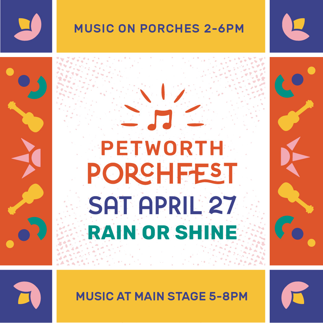 Petworth PorchFest is TODAY! Join us throughout the Petworth neighborhood for live music 🎶 There is a chance for light rain, and bands may pause or stop their sets if the weather gets in the way. For more info, see petworthporchfest.org