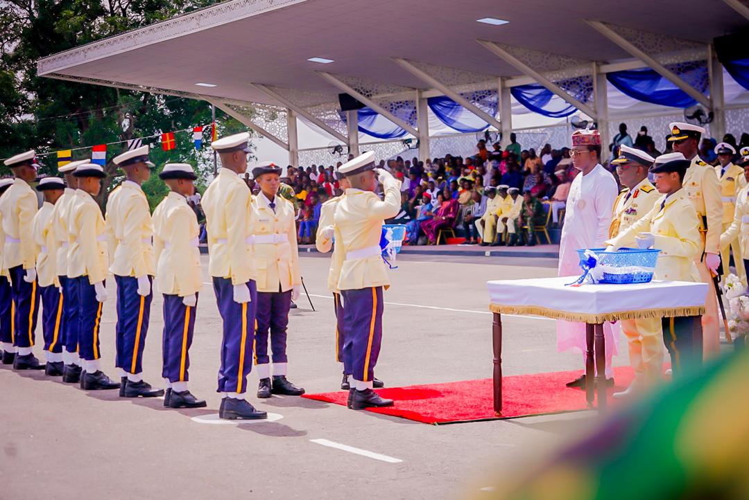 The Honourable Minister of State for Defence, Dr Bello Matawalle, was the Special Guest of Honour at the NIGERIAN NAVY BASIC TRAINING School batch 35 Passing out parade