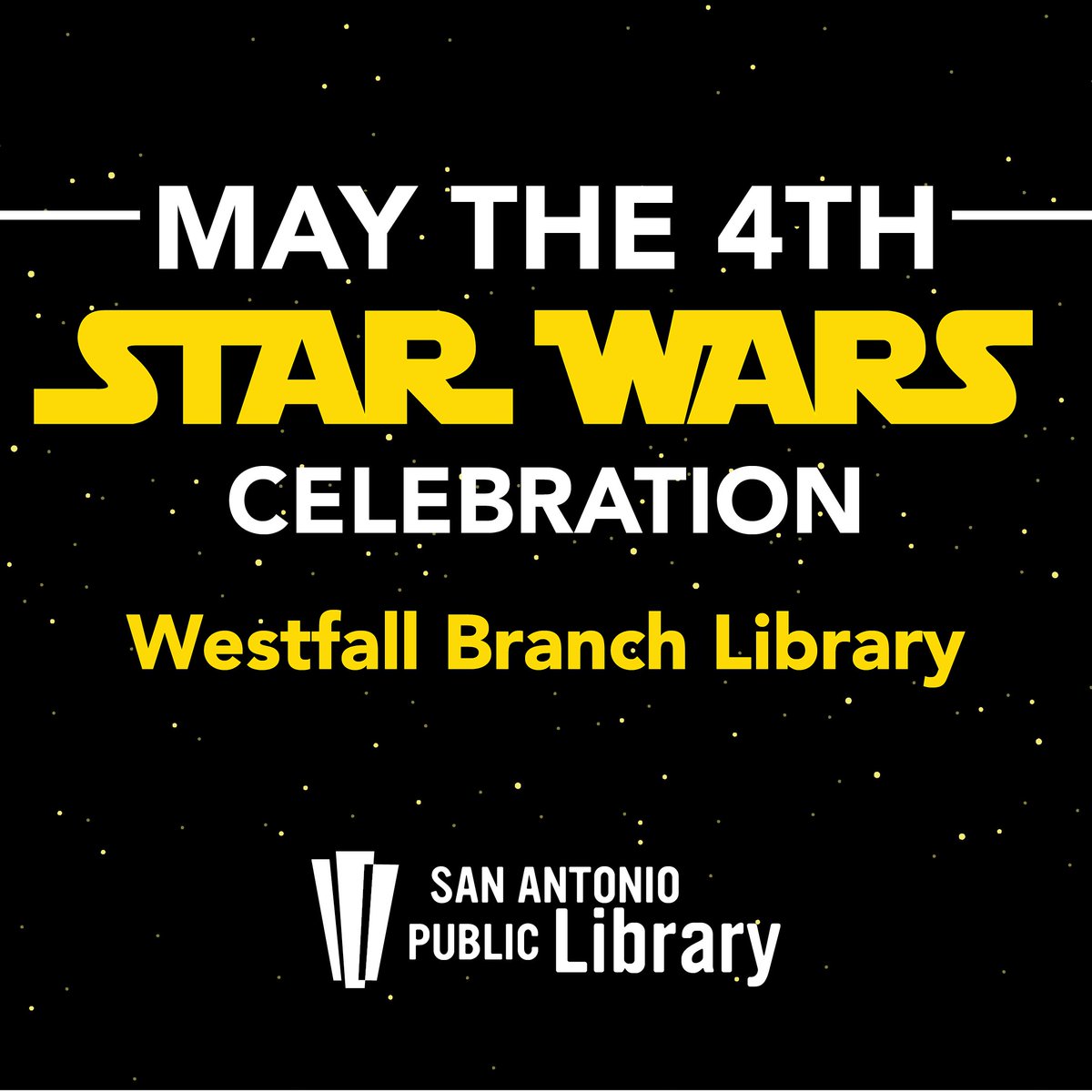 Join us on May 4 from 2-5:30 p.m. at Westfall for a Star Wars celebration marking the 25th anniversary of “The Phantom Menace”! Wear a costume or join our trivia to win prizes. Plus, enjoy light refreshments while watching a screening of the movie at 3:30 p.m. 🌟🚀🎉