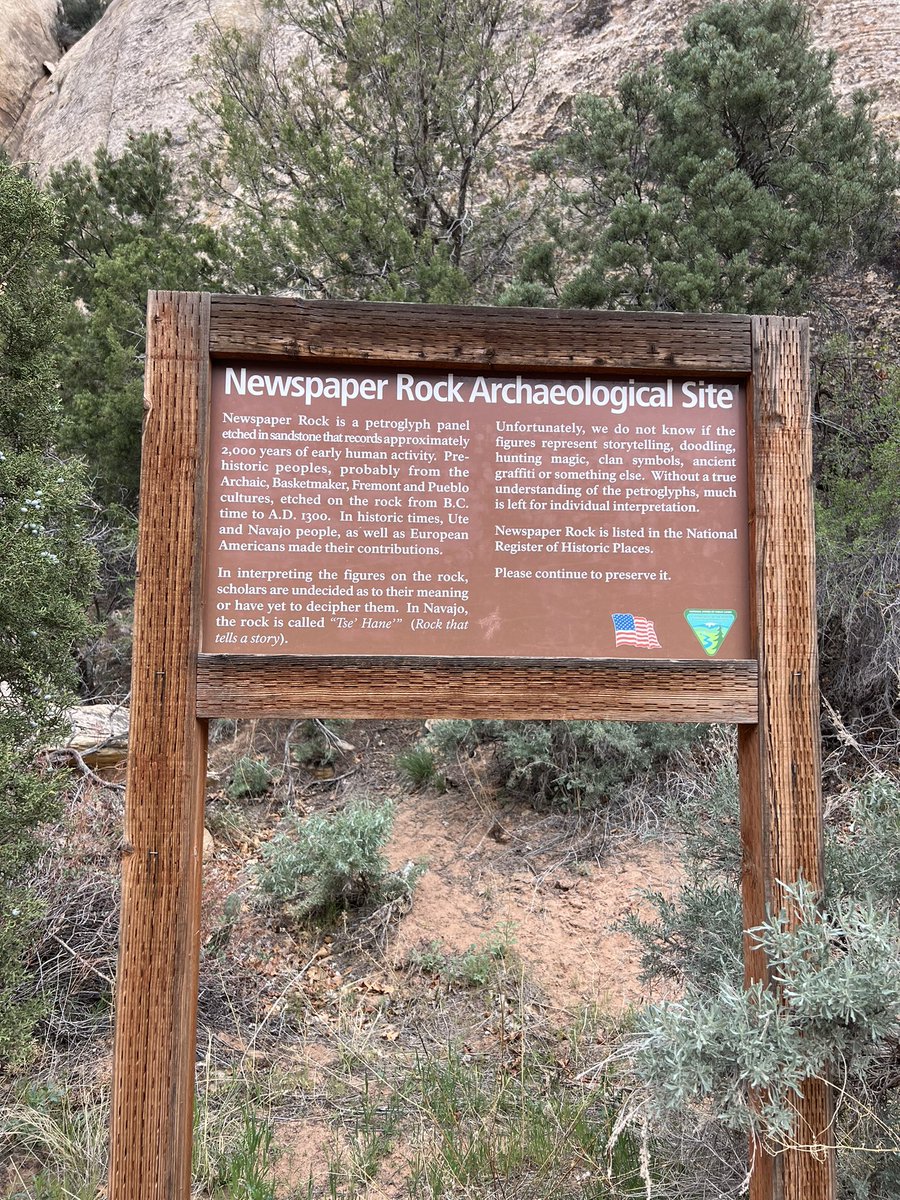 Yesterday I visited Newspaper Rock - filled with carving dating back to before Christ to 1300 A.D. No one knows what any of this means! That’s fucking amazing! #Utah