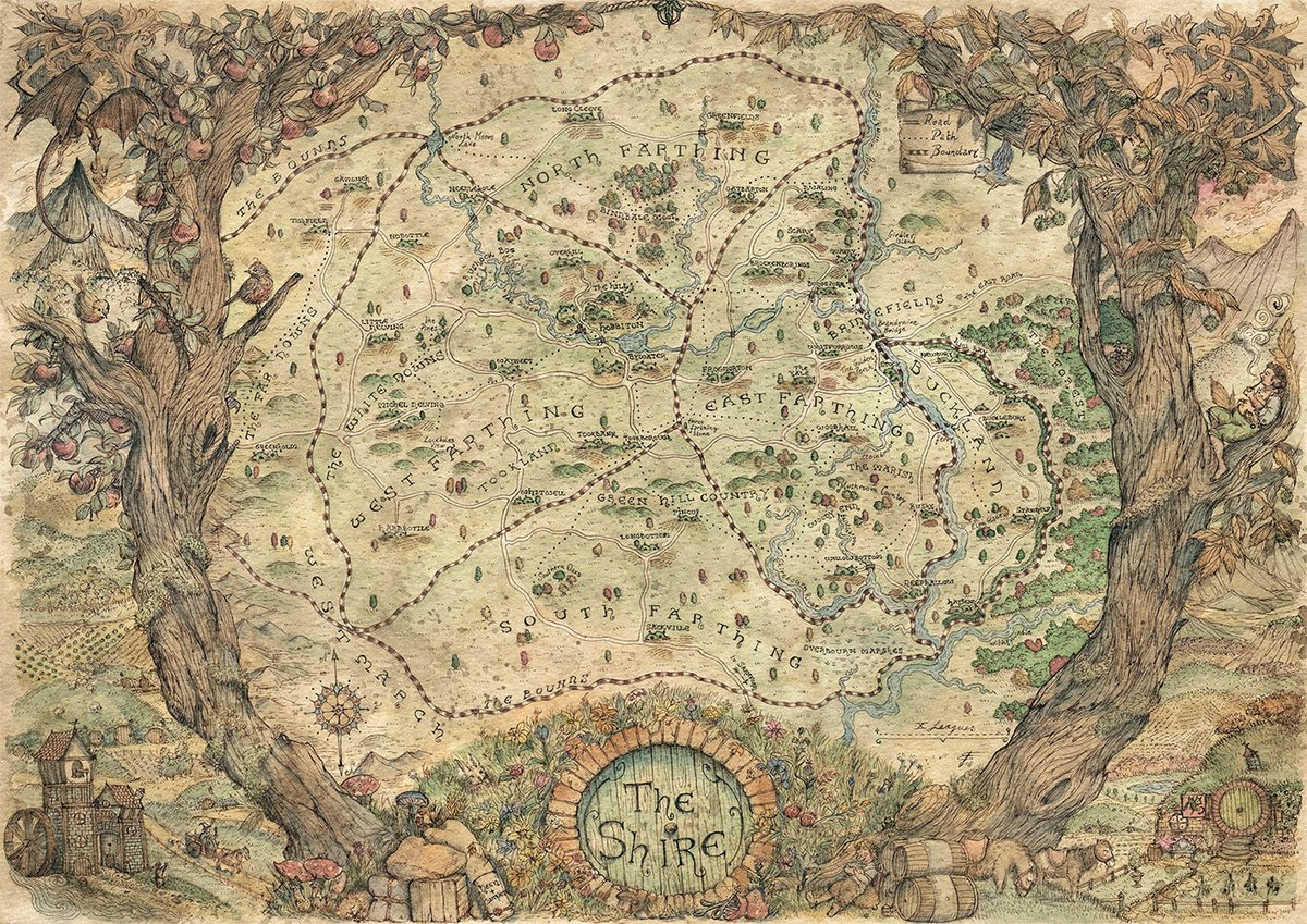TolkienWonder's tweet image. A map of The Shire!
By Francesca Baerald.