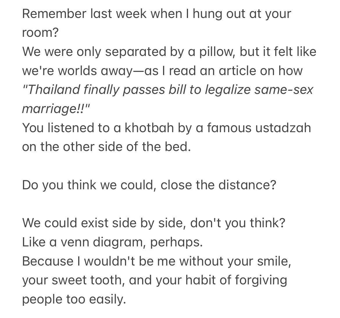 sweet_nathings's tweet photo. wrote this for #writeinapril challenge by kak @bubblatea , niatnya mau buat prompt #5 tapi aku belum sempat bikin yg lainnya selain prompt #1🥲🙏🏻. Tp sepertinya sayang ya kl ini tida dipost sblm april berakhir. so, here's a veryy raw version of: "i love my parent(s), but.." https://t.co/72uNrq3p0r