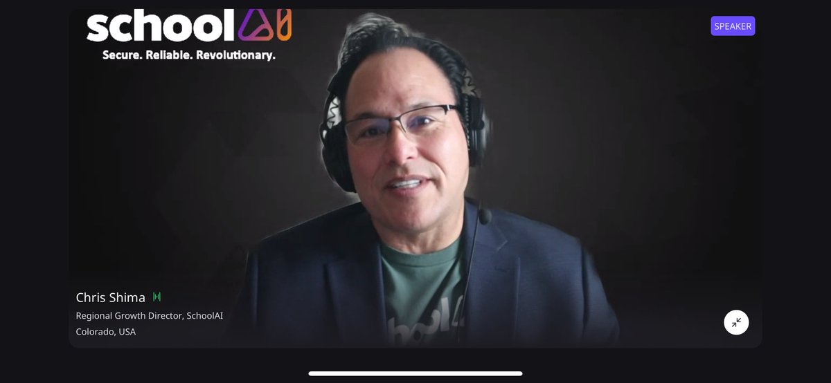 BeckyKeene's tweet photo. Jumped in the live session for AI for Education Summit today and of course what do I see first?! I love listening to @GetSchoolAI talk about how their platform was designed: with students first! https://t.co/AwlFRv0HWP