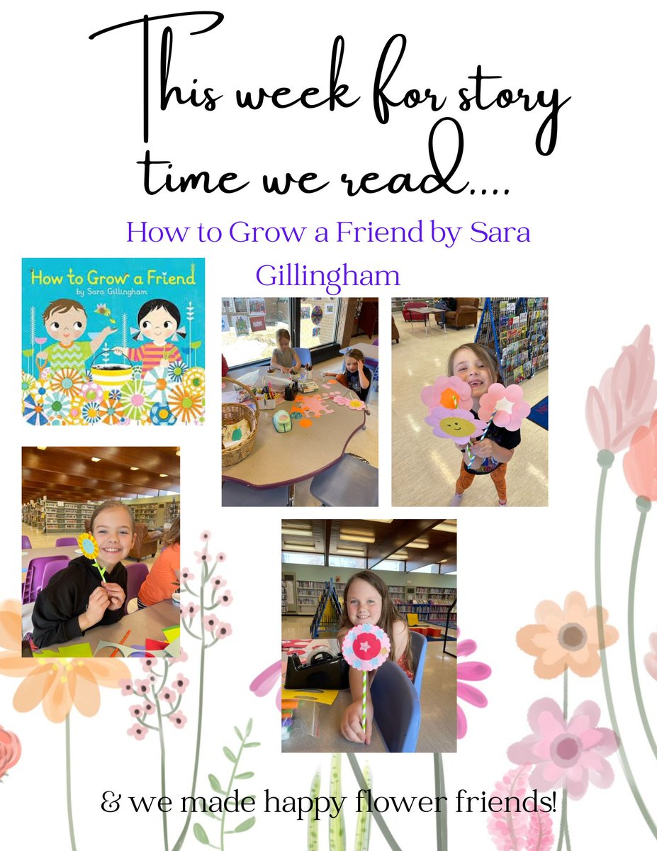 LibraryThompson's tweet image. This week for story time we read &quot;How to Grow a Friend&quot; by Sara Gillingham and we made happy flower friends!