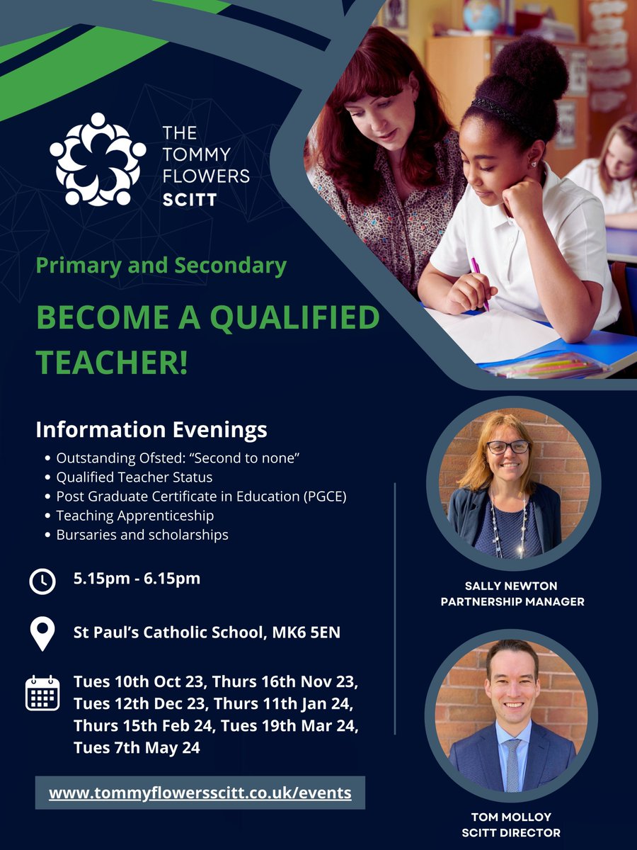 Interested in training to teach? Sign up for our next information evening on 7.5.24 to meet our Partnership Managers and find out why our teacher training programme is “second to none”. > tommyflowersscitt.co.uk/events/
#TFSCITT #getintoteaching #MiltonKeynes
@stpauls_mk
@DenbighSchoolMK