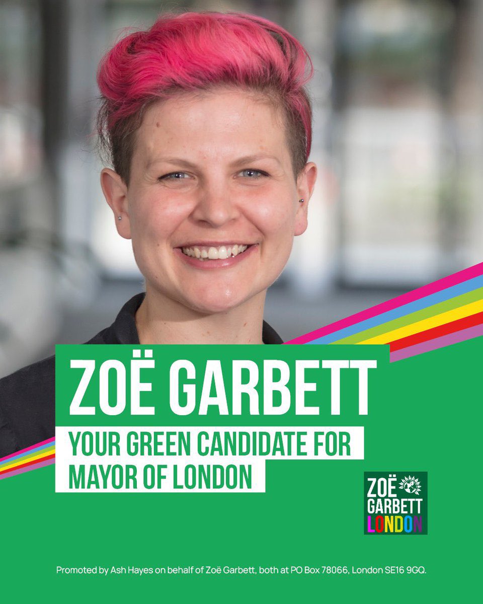 Not voting for Sadiq or Susan. I shall be voting for somebody whom I believe aligns with my values and who I believe will be good for London. That person is @ZoeGarbett.