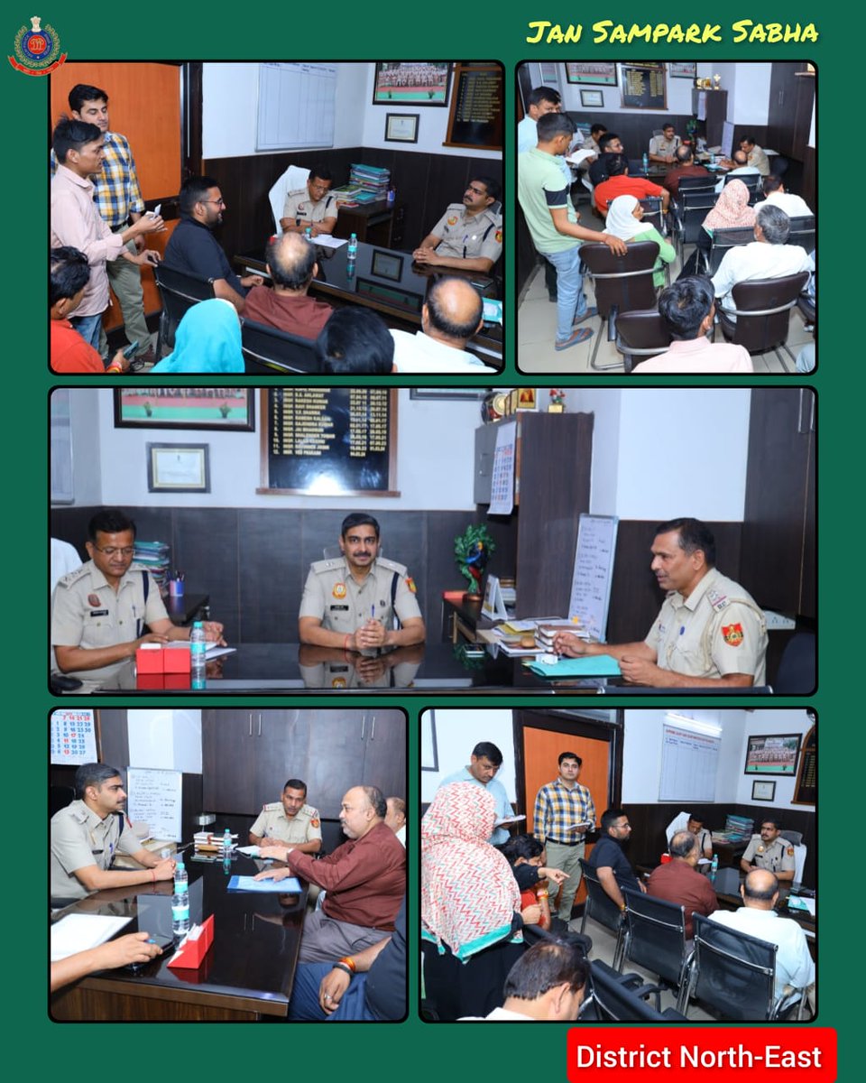 'Happy to serve & connect.' During today's 'Jan Sampark Sabha', Addl.DCP-II/NED attended complainants of PS Jyoti Nagar area and their grievances were redressed accordingly. #DelhiPoliceCares