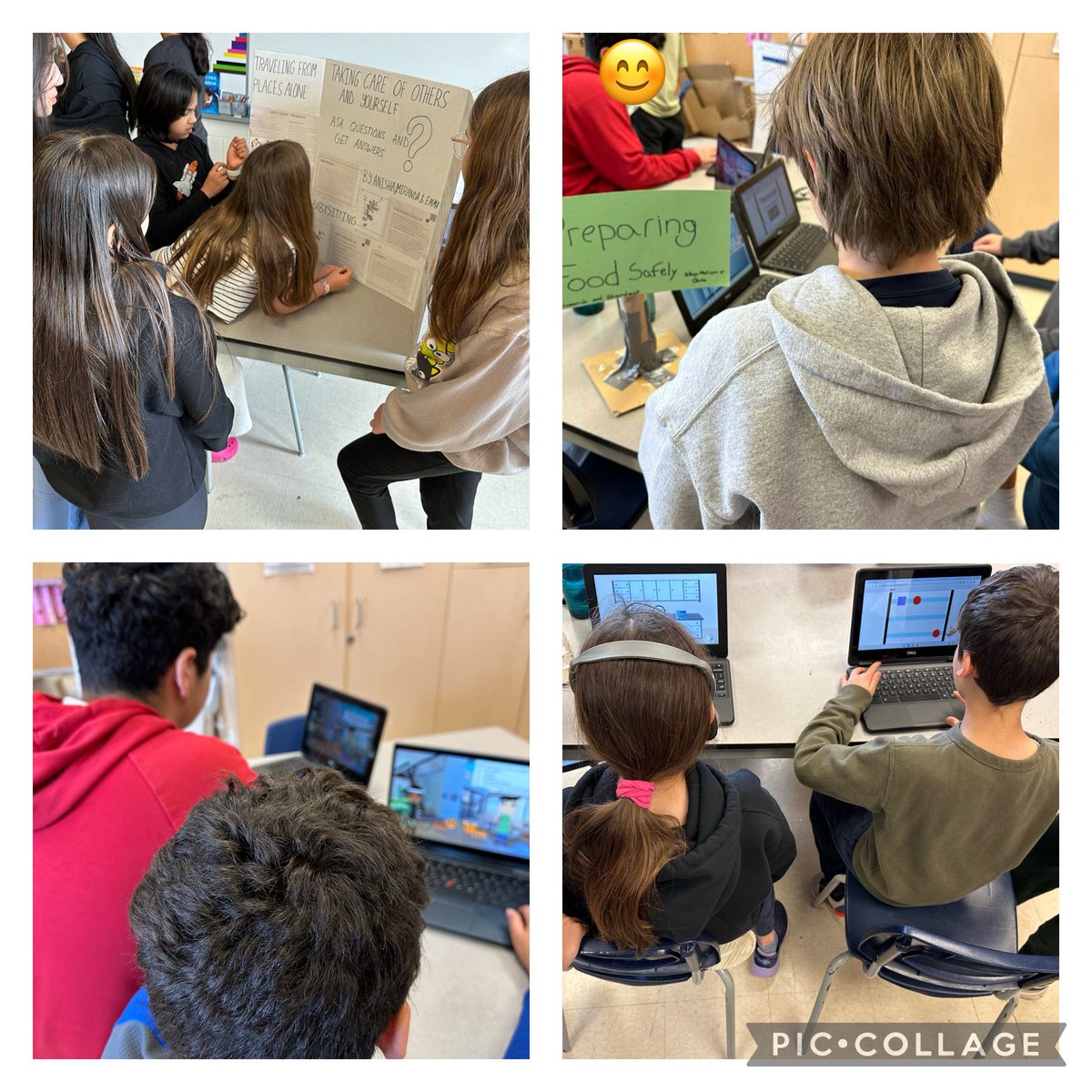 MsJenMachado's tweet photo. Grade 6 students put together a variety of interactive products to co-teach other students about the responsibilities and risks associated with caring for themselves and others. They also showcased safety practices and procedures for responding to unsafe situations. https://t.co/F7zUIrUECi