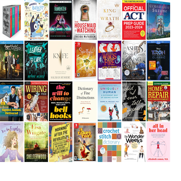 This week the Framingham Public Library has 529 new books and 19 new movies. New items include A Court of Thorns and Roses Set, Lisa Frankenstein, The Housemaid Is Watching, King of Wrath, The Official ACT Prep Guide 2023-2024, Suzume, and Leather & Lark. wowbrary.org/nu.aspx?p=901-…