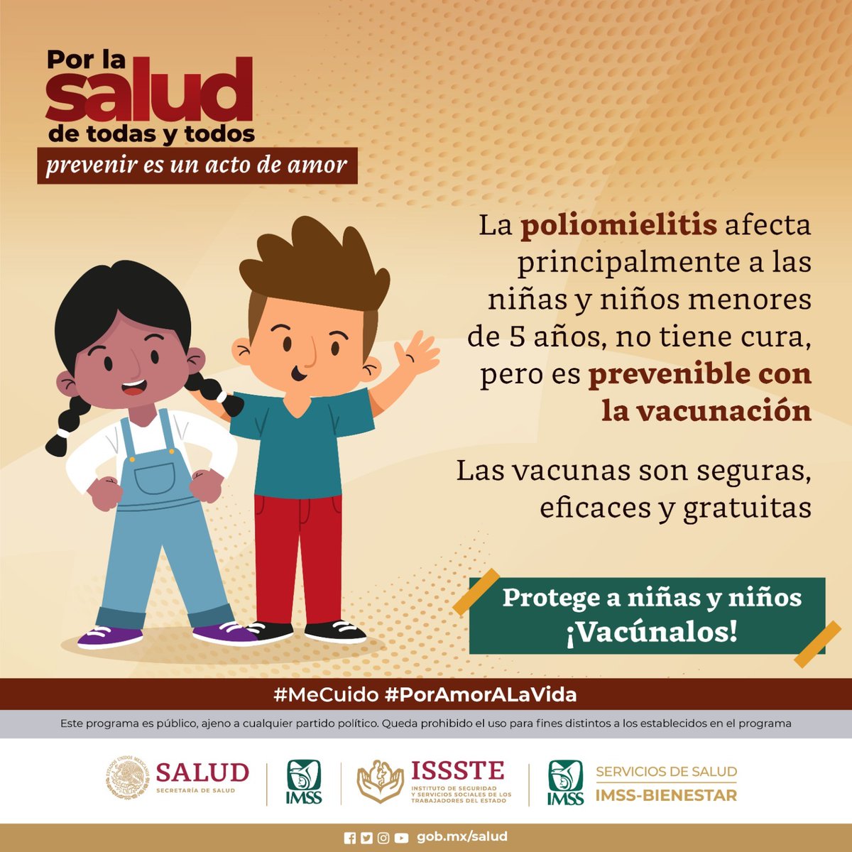 ¡Protege a tus hijas e hijos vacunándolos! 💉 Lleva a tus hijas e hijos a cualquiera de los Centros de Salud dispuestos en las 32 entidades del país 🏥 Las vacunas son seguras, eficaces y gratuitas ¡Completa su esquema de vacunación!