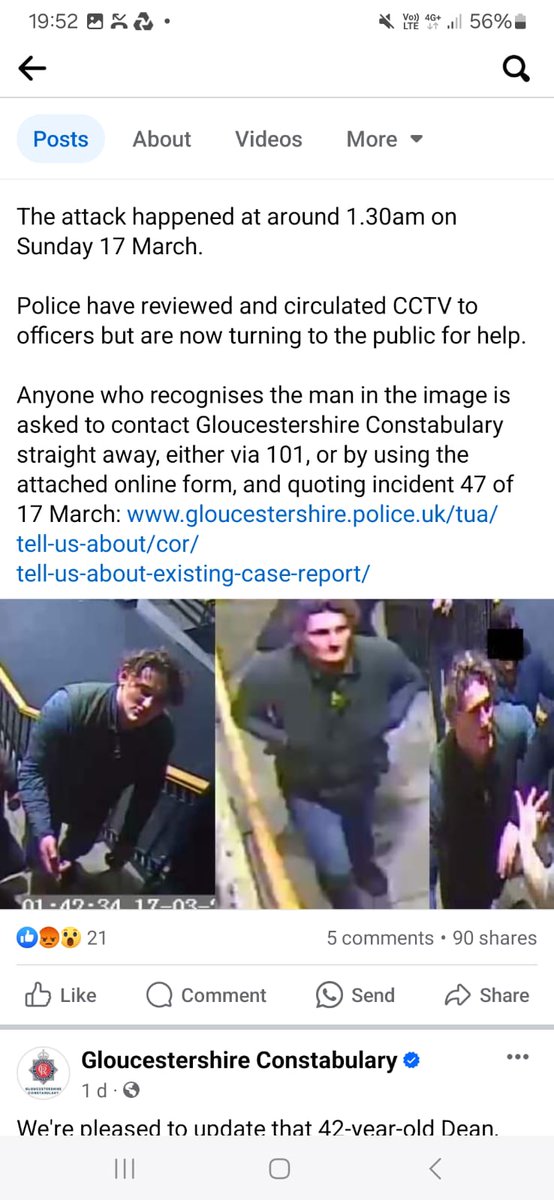 Looking for this guy in relation to a serious assault in Cirencester in March.