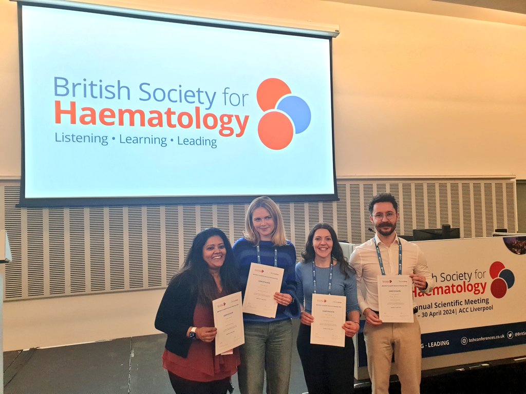 Huge congratulations to our prize winners! @DeyAditi, Emily Cutler, and @SpenaCarmen for best posters, and @Alex_Mutch_ for best oral presentation 👏 👏 👏 #YoungEHA #BSH2024