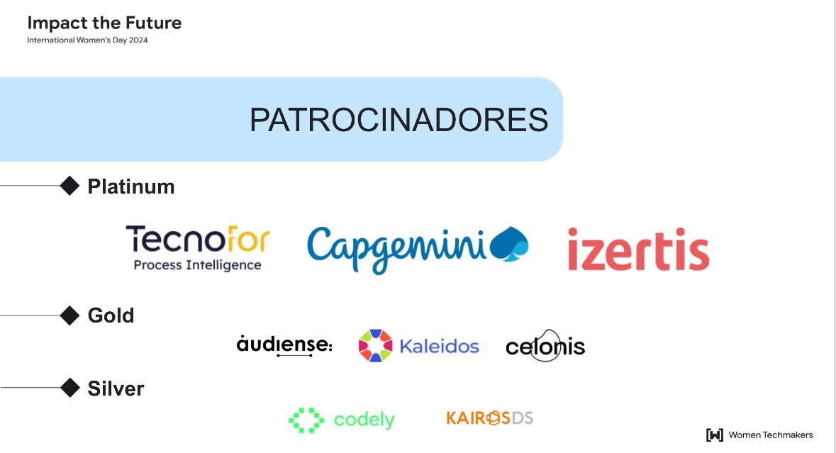 WTM Madrid (@wtmmadrid) on Twitter photo GRACIAS TAMBIÉN A TODOS LOS SPONSORS! Sin ellos el #IWDMADRID24 No hubiese sido posible!
<a href="/IZERTIS/">Izertis</a> <a href="/TecnoFor/">TecnoFor by Sngular</a> <a href="/Celonis/">Celonis</a> <a href="/AudienseCo/">Audiense</a> <a href="/CapgeminiEngES/">Capgemini Engineering España</a> <a href="/kaleidosnet/">Kaleidos Open Source</a> <a href="/CodelyTV/">Codely ﹤🍍﹥</a> <a href="/kairos_ds/">@kairos_ds</a> <a href="/GDGMadrid/">GDG Madrid</a> GRACIAS TAMBIÉN A TODOS LOS SPONSORS! Sin ellos el #IWDMADRID24 No hubiese sido posible!
<a href="/IZERTIS/">Izertis</a> <a href="/TecnoFor/">TecnoFor by Sngular</a> <a href="/Celonis/">Celonis</a> <a href="/AudienseCo/">Audiense</a> <a href="/CapgeminiEngES/">Capgemini Engineering España</a> <a href="/kaleidosnet/">Kaleidos Open Source</a> <a href="/CodelyTV/">Codely ﹤🍍﹥</a> <a href="/kairos_ds/">@kairos_ds</a> <a href="/GDGMadrid/">GDG Madrid</a>