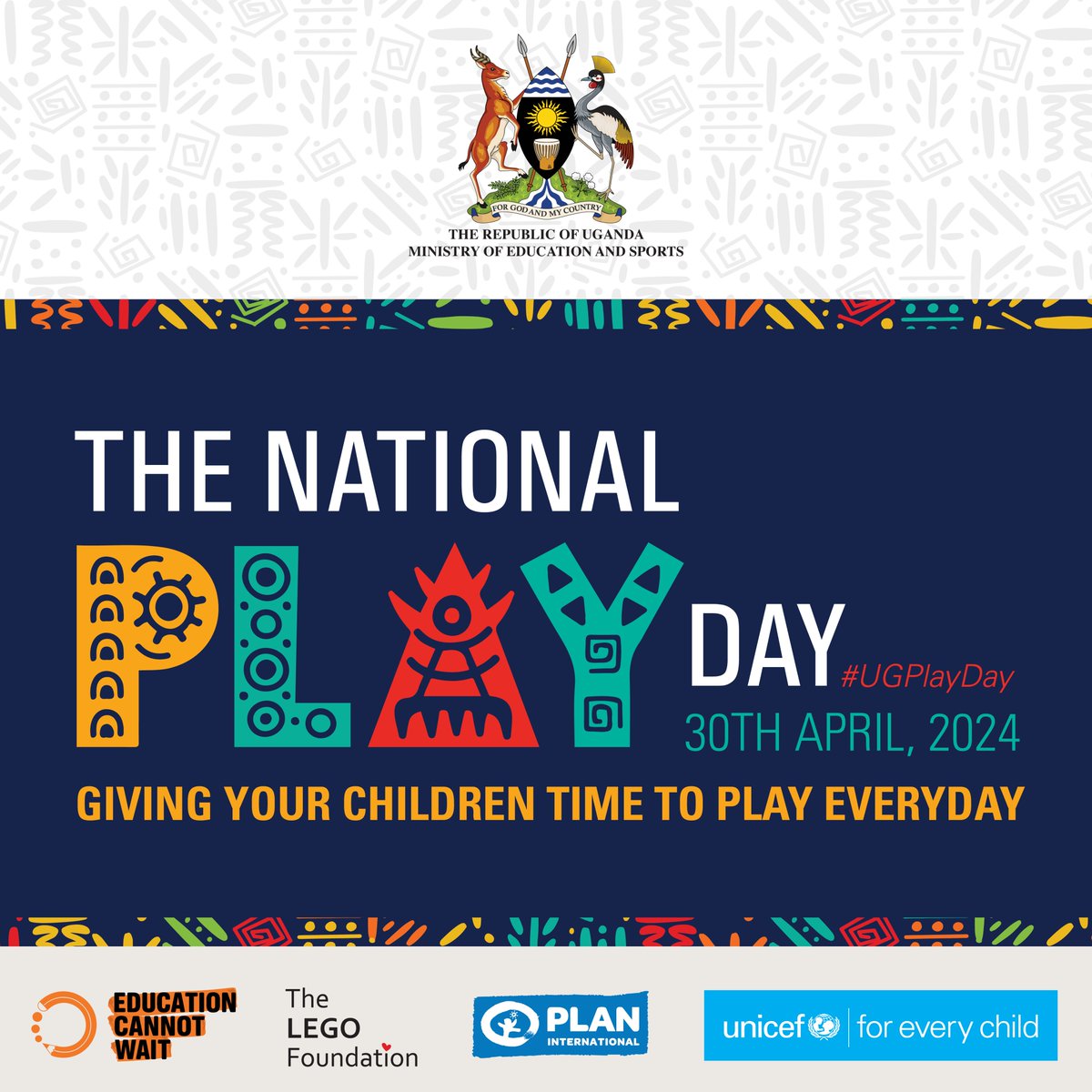 UNICEFUganda's tweet photo. 2️⃣ 𝑫𝒂𝒚𝒔 𝒕𝒐 𝒈𝒐

When?? April 3️⃣0️⃣ 2024

Tip of the day "#𝐿𝑒𝑎𝑟𝑛𝑖𝑛𝑔𝑇ℎ𝑟𝑜𝑢𝑔ℎ𝑃𝑙𝑎𝑦 𝑒𝑛𝑐𝑜𝑢𝑟𝑎𝑔𝑒𝑠 𝑐𝑟𝑒𝑎𝑡𝑖𝑣𝑒 𝑝𝑟𝑜𝑏𝑙𝑒𝑚 𝑠𝑜𝑙𝑣𝑖𝑛𝑔."

#UgPlayDay #InvestInUGchildren https://t.co/YFt1Sz9TQQ