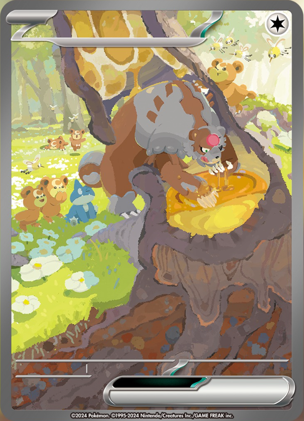 High Quality look at the artwork of Bloodmoon Ursaluna ex Special  Illustration Rare from Crimson Haze!  #PokemonTCG Illustrated by MINAMINAMI  take.