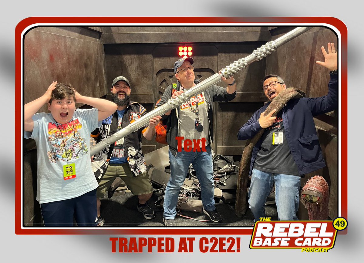 An early front runner for a swag pack card for the next series. Having fun with Victor @fandads and the dynamic duo of @BLiltpodcast at the Family Hq booth of the combined @501MWG @mandomercs @rebellegion & @DroidBuilders booth. Awesome backgrounds for wicked fun pics.