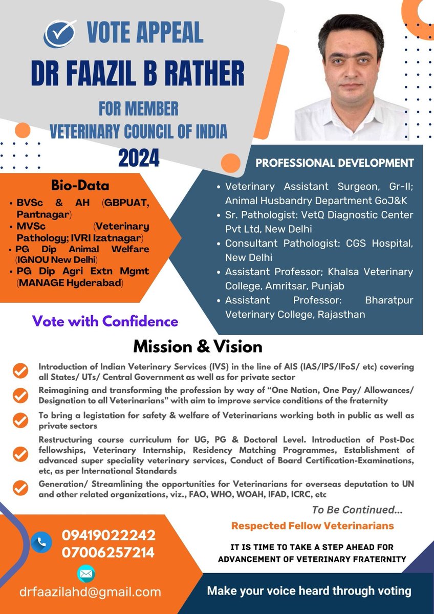 Veterinary Council of India Election 2024.Humble requests to all Respected Seniors, Colleagues and dear Juniors to kindly Vote & Support. Thanks & Regards.. #veterinarian #veterinary #indianvet #vets #vetstudent #VCI #vcielection #veterinarymedicine #vetservices #vetelections