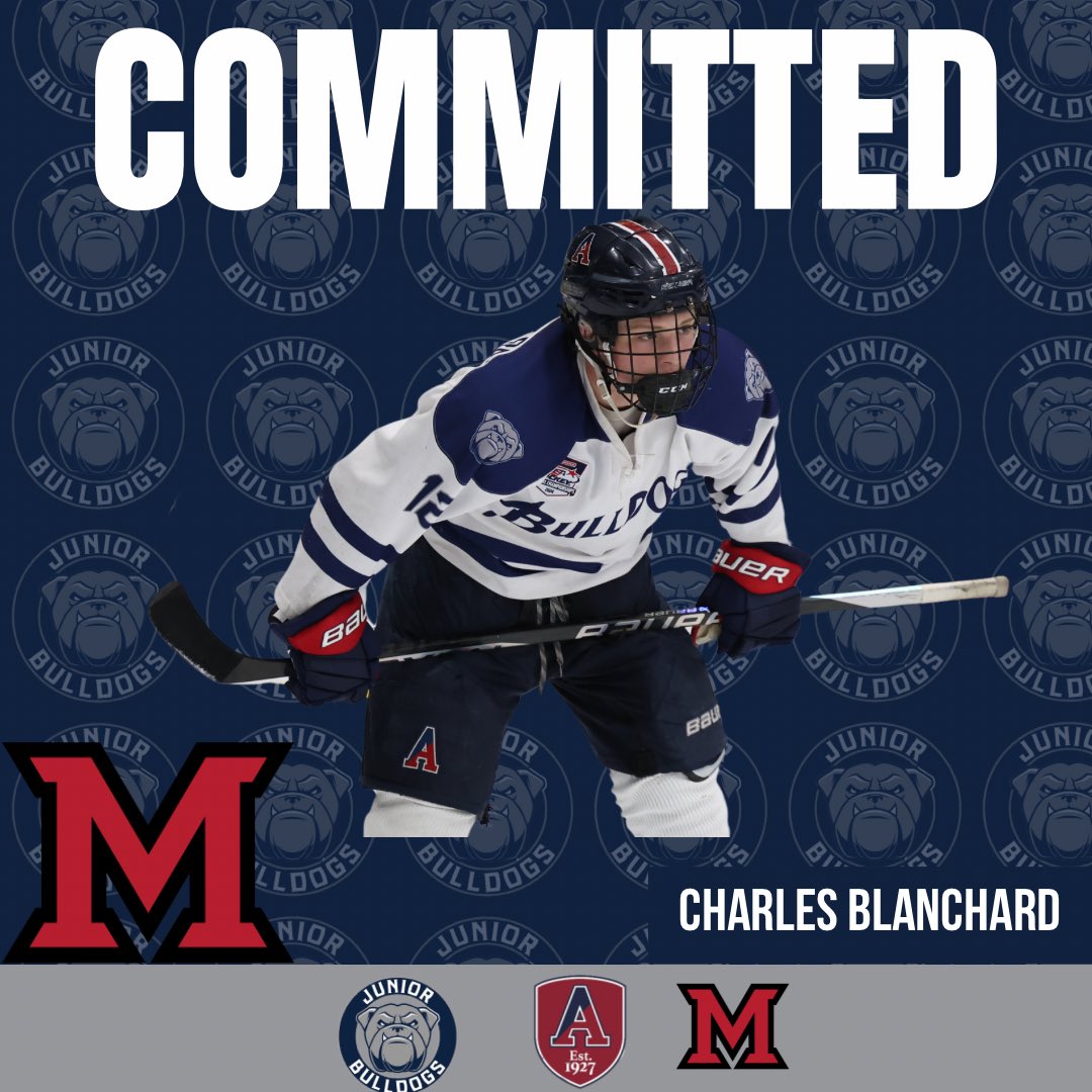 JrBulldogHockey's tweet photo. Congrats to Bulldog and @AOF_Hockey forward @chuckblanchard_ on committing to @MiamiOH_Hockey #BowWow https://t.co/AdzRft3CSL