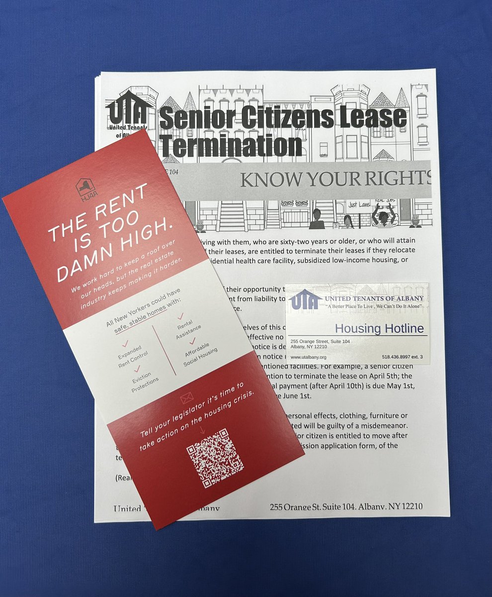 Did you know that seniors in NY have special rights, including the right to end your lease early if you are moving to senior housing?! Thanks to @AlbanyLaw for hosting Senior Citizens Law Day so we can tell Capital District seniors about their housing rights. 👵🏼🏠👴🏾
