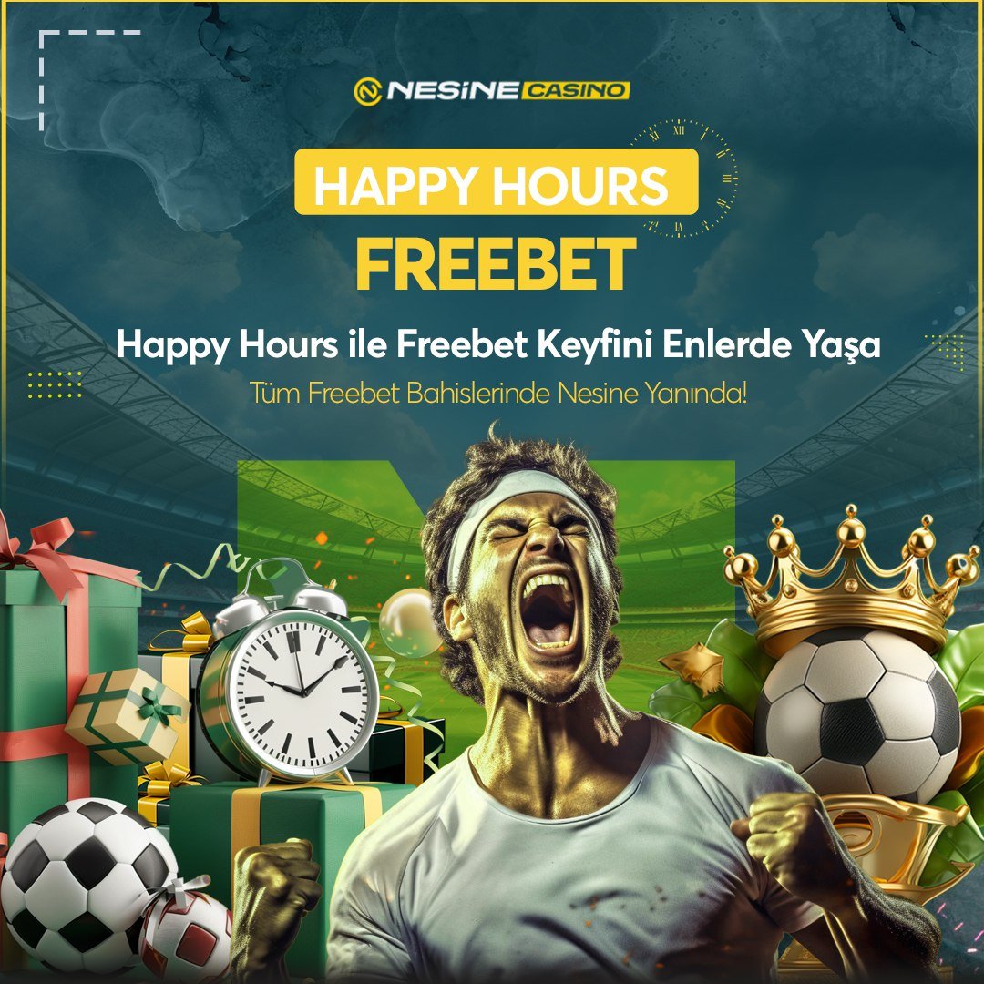 🔔Üye Ol: t2m.io/nesinecasinoli… ⚽️ #NesineCasino HAPPY HOURS FREEBET ⚽️ ⏰ HAPPY HOURS FREEBET Saatleri Devam Ediyor 🎉 ⚽️ Beş Büyük Lig maçlarından 5️⃣0️⃣0️⃣₺ bonus kazanma şansı ⚽️ ‼️ Detaylar Promosyon Sayfamızda ‼️